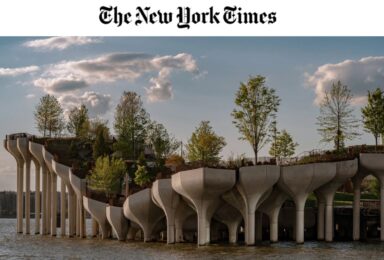The new york times has a photo of a concrete structure in the water.
