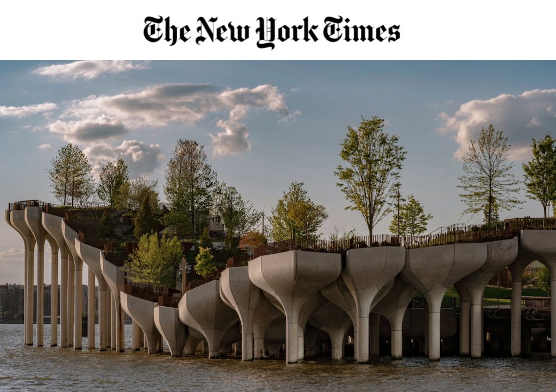 The new york times has a photo of a concrete structure in the water.