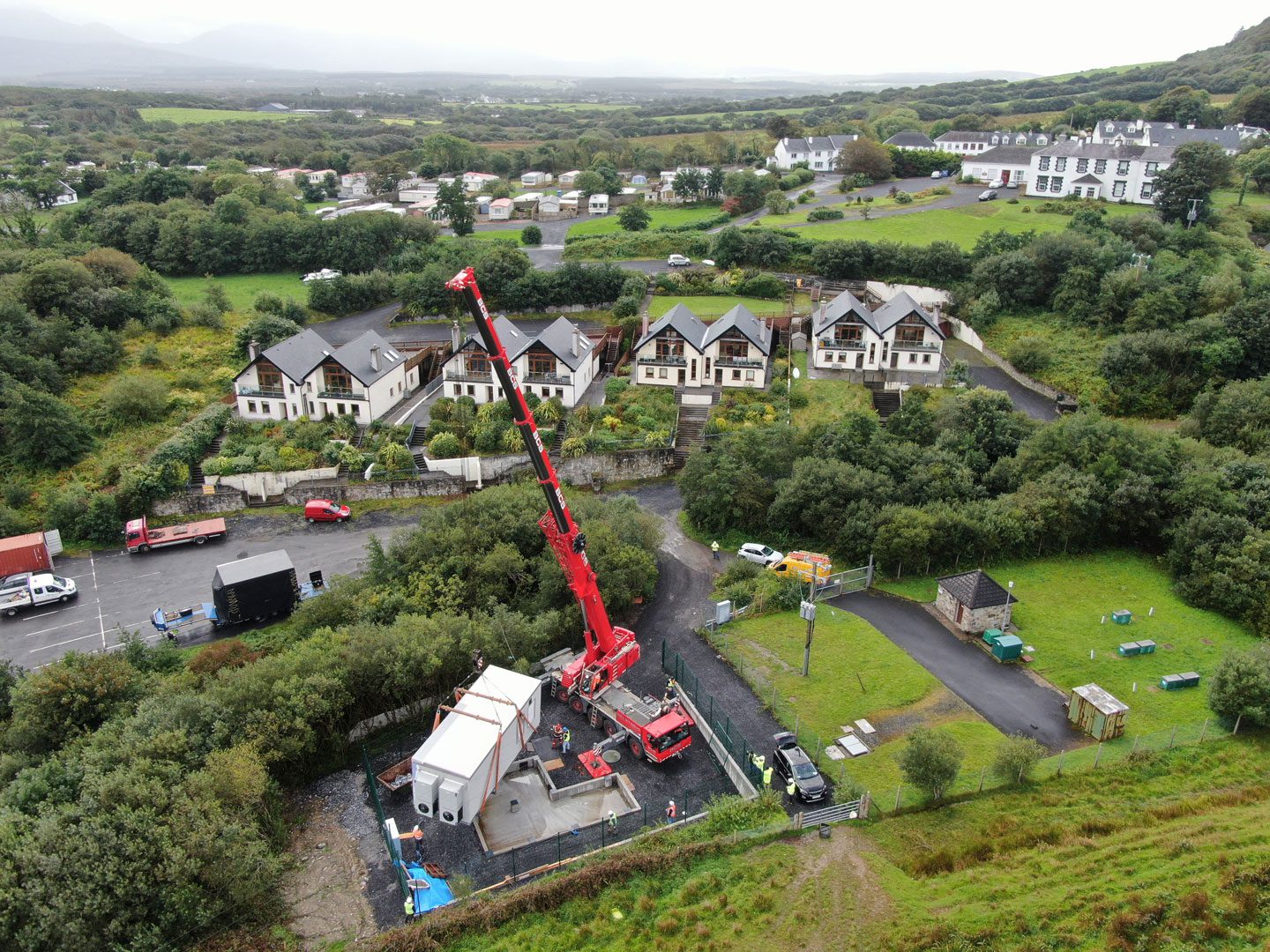 An aerial view of a construction site in ireland.